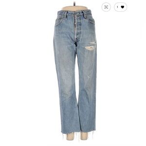RE/DONE DENIM HIGH RISE BUTTON FRONT VINTAGE LEVIS 25 DISTRESSED